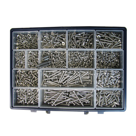1 x Assortiment van 1684 Metaalplaatschroef gefreesde kop ronde kop Pozi RVS A2 Bit
