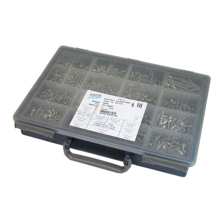 1 x Assortiment van 1684 Metaalplaatschroef gefreesde kop ronde kop Pozi RVS A2 Bit