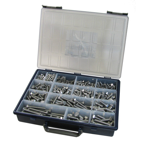 1 x Assortiment van 570 Metalen schroeven zeskantkop TH volledige draad RVS A2