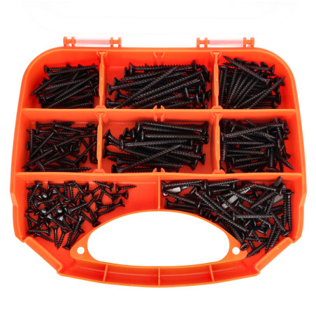 1 x Assortiment van 280 Agglo houtschroeven gefreesde kop TORX Zwart gegalvaniseerd staal Bit