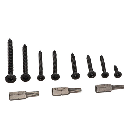 1 x Assortiment van 280 Agglo houtschroeven gefreesde kop TORX Zwart gegalvaniseerd staal Bit
