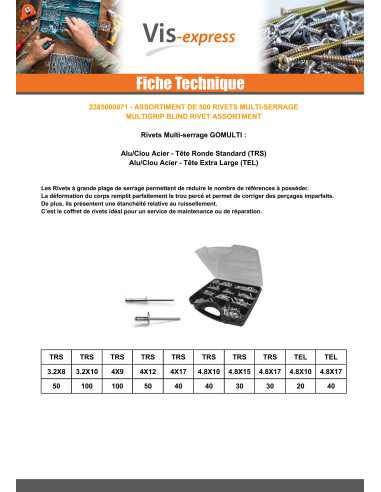 1 x Assortiment van 500 Multigrip...