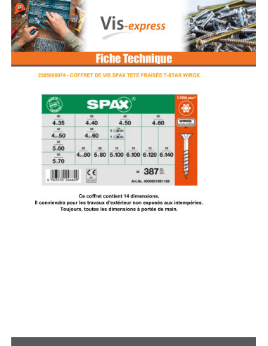 1 x Assortiment van 364 Houtschroeven gefreesde...
