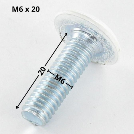 1 x Metalen schroeven plat sleutel van 4 M6X20 Wit verzinkt staal kop RAL9010 zuiver wit