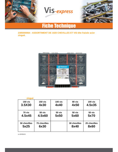 1 x Assortiment van 1020 Plug met Schroeven