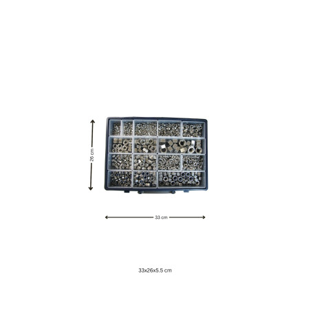 1 x Assortiment van 1140 Zeskantmoer /REM/EENOOG/OOR RVS A2
