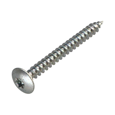 1 x Schroeven scharnier 6X60 gedeeltelijke draad TORX T30 kopdiameter 14 Wit verzinkt staal 96 uren zoutnevel zonder witte