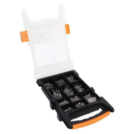 1 x Assortiment van 1200 TEKOR houtschroeven gefreesde kop kartel TORX RVS A2