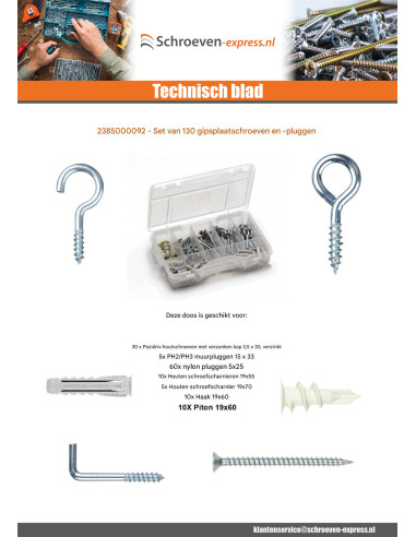 1 x Assortiment van 130 Schroeven en Plug...