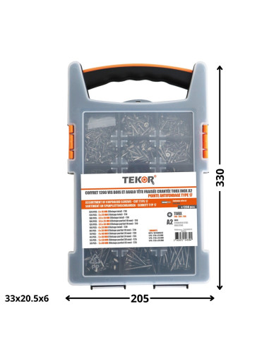 1 x Assortiment van 1200 TEKOR houtschroeven...