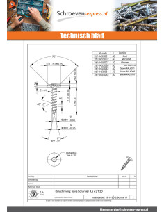Schroeven scharnier 4,5X50 volledige draad TORX T20 Wit... 2