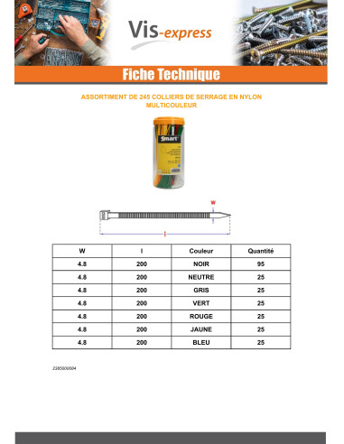 1 x Assortiment van 245 Slangenklem RVS Nylon