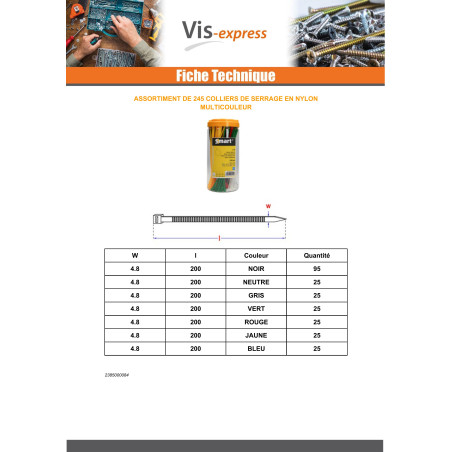 1 x Assortiment van 245 Slangenklem RVS Nylon