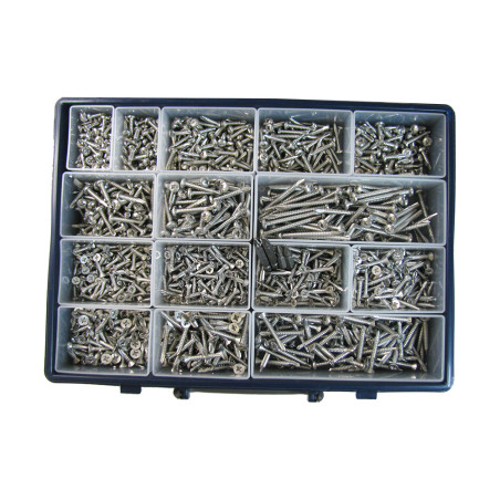 1 x Assortiment van 1540 Zelfborende schroef gefreesde kop ronde kop Pozi RVS A2 Bit