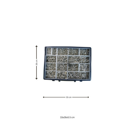 1 x Assortiment van 1540 Zelfborende schroef gefreesde kop ronde kop Pozi RVS A2 Bit
