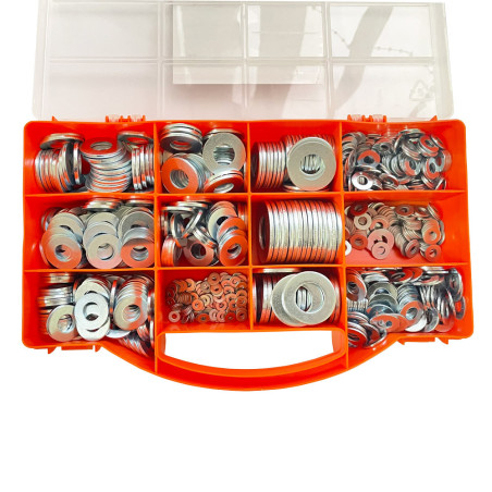 1 x Assortiment van 850 Sluitring Wit verzinkt staal serie M (Medium)