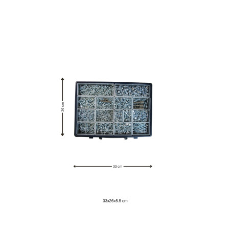1 x Assortiment van 1775 Zelfborende schroef gefreesde kop / cilindrische kop phillips / zeskantkop TH Wit verzinkt staal