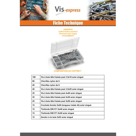 1 x Assortiment van Oogschroeven Wit verzinkt staal (415 ELEMENTEN)