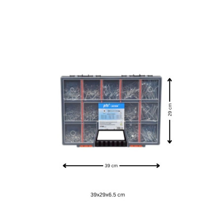 1 x Assortiment van 1700 Agglo houtschroeven gefreesde kop TORX anti-splijtpunt type 17 cut Wit verzinkt staal