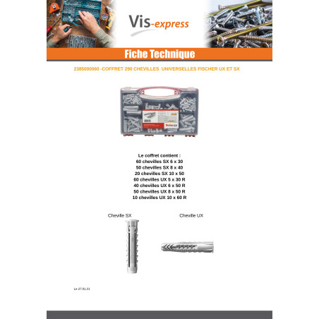 1 x Assortiment van 290 Plug universeel Fischer UX bedraad op SX