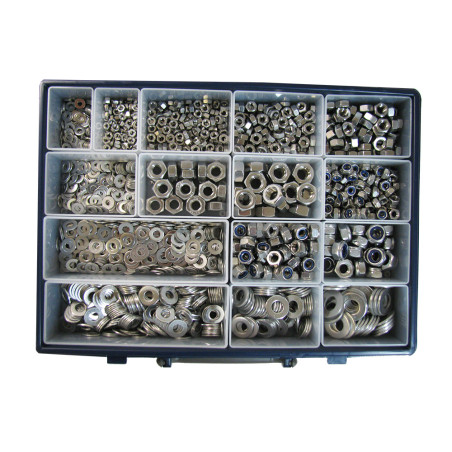 1 x Assortiment van 1760 Sluitring / Zeskantmoer / borgmoer RVS A2