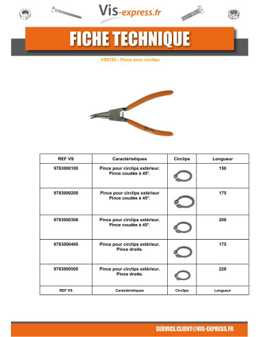 1 x Tang Circlip buitenkant ELLEBOOG 45 graad...