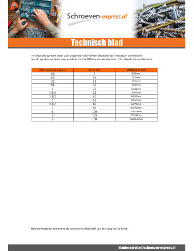 1 x Metalen schroeven zeskantboutenTH 3/8 X 1...