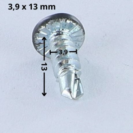 1 x Zelfborende schroef bol cilinderkop phillips 3.9X13 Wit verzinkt staal RAL7016 antraciet grijs