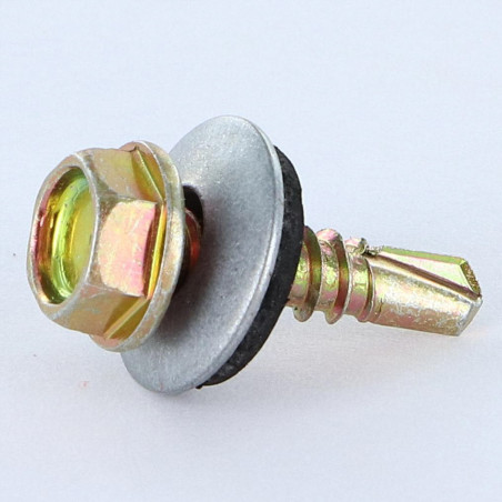 1 x Zelfborende schroef zeskantkop TH 4.8X19 Afdichtingsring met neopreen epdm afdichting Bichromaat
