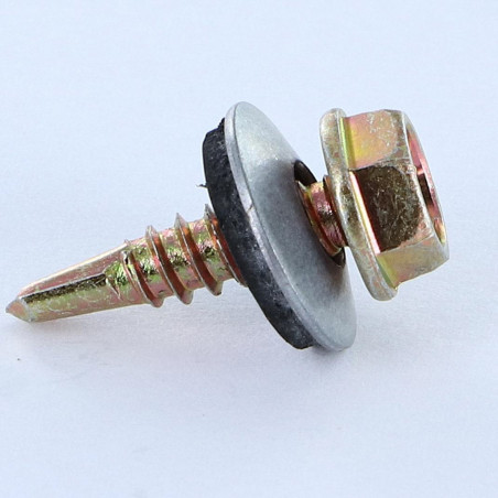 1 x Zelfborende schroef zeskantkop TH 4.8X19 Afdichtingsring met neopreen epdm afdichting Bichromaat