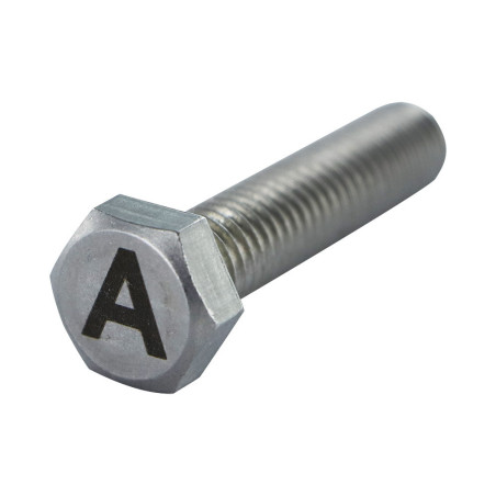 1 x Metalen schroeven zeskantboutenTH 8X35 A4 RVS met lettergravure "HEEFT"