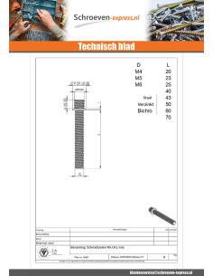 POTEN to Metalen schroeven Wit verzinkt staal M5X60 M7/150 2