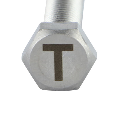 1 x Metalen schroeven zeskantboutenTH 8X35 A4 RVS met lettergravure "T"