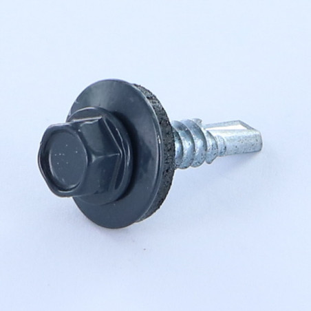1 x Zelfborende schroef zeskantboutenTH 5,5X25 Afdichtingsring met neopreen epdm afdichting Wit verzinkt staal RAL5008