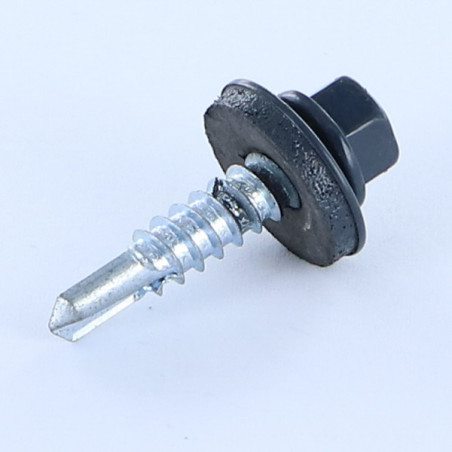1 x Zelfborende schroef zeskantboutenTH 5,5X25 Afdichtingsring met neopreen epdm afdichting Wit verzinkt staal RAL5008