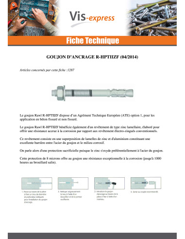 1 x Bout Verankering R-HPTIIZF M20X200 Verzinkt...