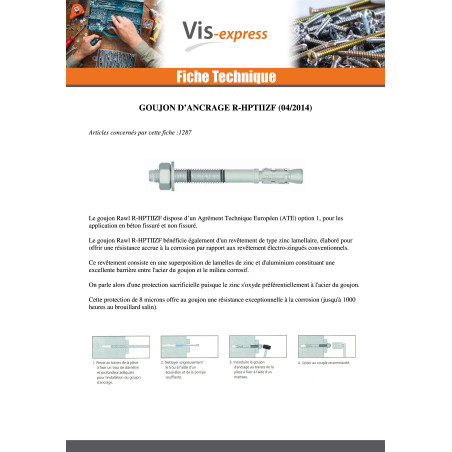 1 x Bout Verankering R-HPTIIZF M20X200 Verzinkt laminaat RAWLPLUG
