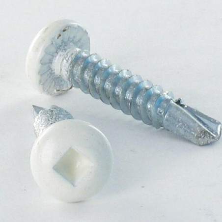 1 x Zelfborende schroef cilindrische kop EMPR vierkant 4.2X16 Wit verzinkt staal witte lak 9010