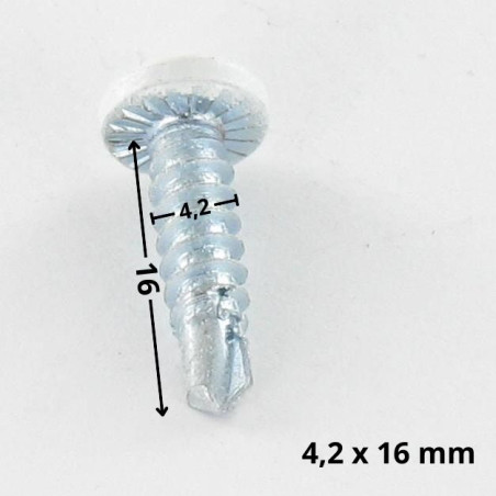 1 x Zelfborende schroef cilindrische kop EMPR vierkant 4.2X16 Wit verzinkt staal witte lak 9010