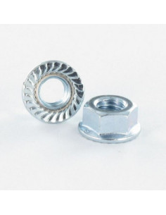Zeskantmoer basis met kartelflens M12 klasse 8 Wit...