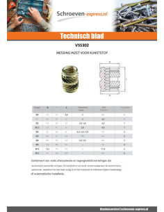 Insert TECHFIX Messing M3X5.7 2