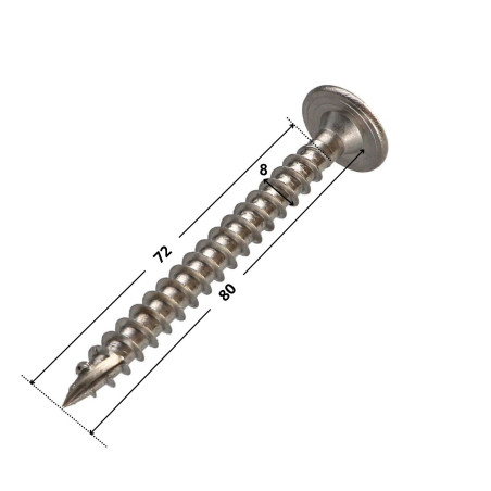1 x Houtconstructieschroef schrijfkop RVS A2 8x80 bedraad op 72 TORX T40 kopdiameter 20