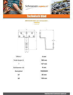 Haak voor zonnepaneel 150x50x5 RVS A2 2