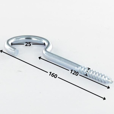 1 x Haak KAST 7X120 bedraad op 36 totale lengte 160 Wit verzinkt staal