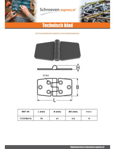 Scharnier met Dop Schroeven 79X41 zwart nylon 2
