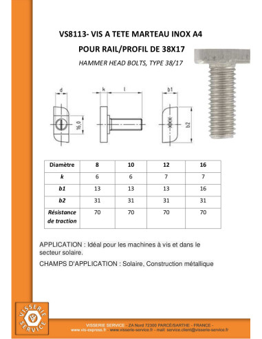 1 x Metalen schroeven hamerkop 13X31X6 M12X60...