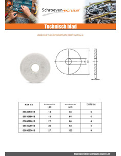Sluitring GEBOUWEN hout 14X58X6 RVS A2 2