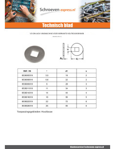 Sluitring voor constructiehout binnenshuis vierkant RVS... 2