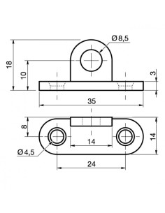 Bevestigingslip met oog diameter 9MM Ruw staal 2