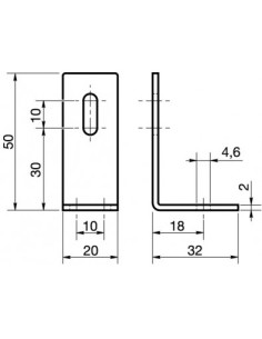 Drukplaten instelling 32X50X20 2 gaten Wit verzinkt staal 2
